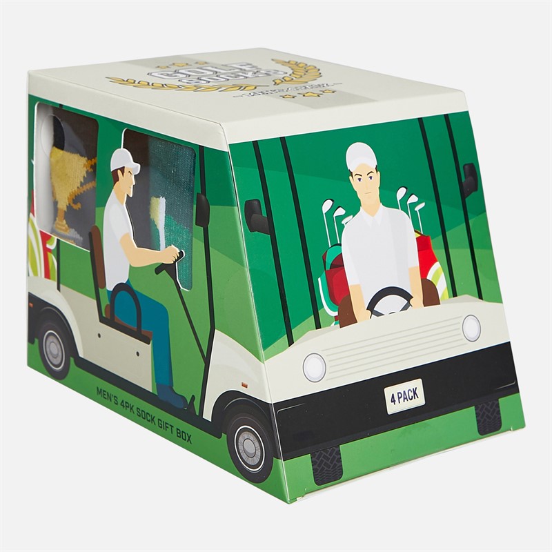 The Orrsum Sock Co. Mens Golf Cart Four Pack Socks With Gift Box Green