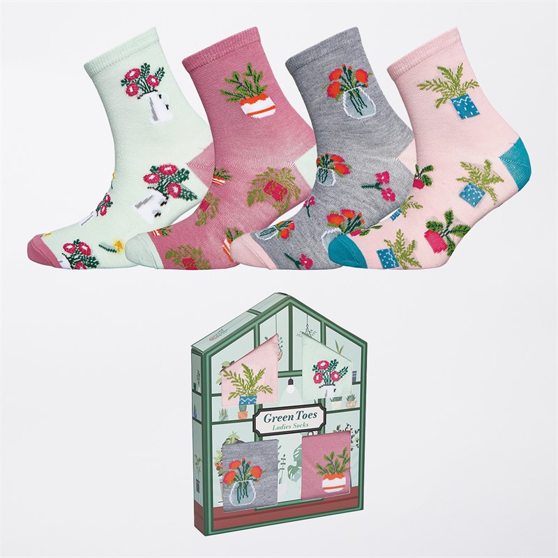 The Orrsum Sock Co. Womens Four Pack Greenhouse Socks With Box Multi
