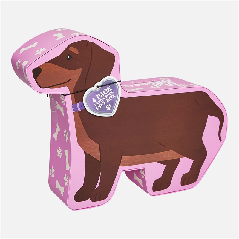 The Orrsum Sock Co. Womens Four Pack Sausage Dog Socks With Box Multi