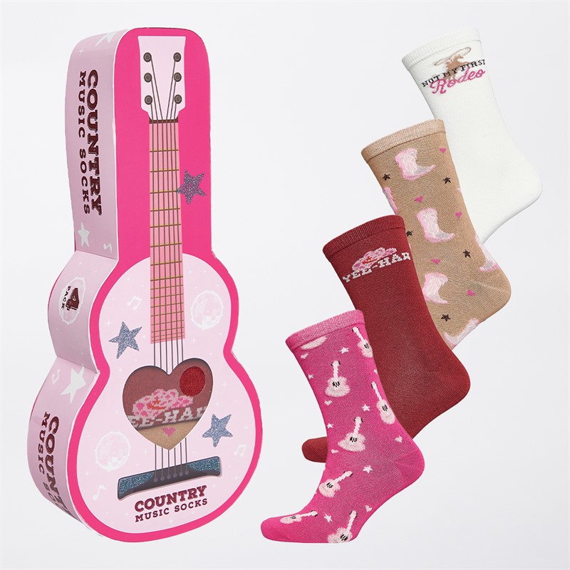 The Orrsum Sock Co. Womens Four Pack Guitar Socks With Box Multi