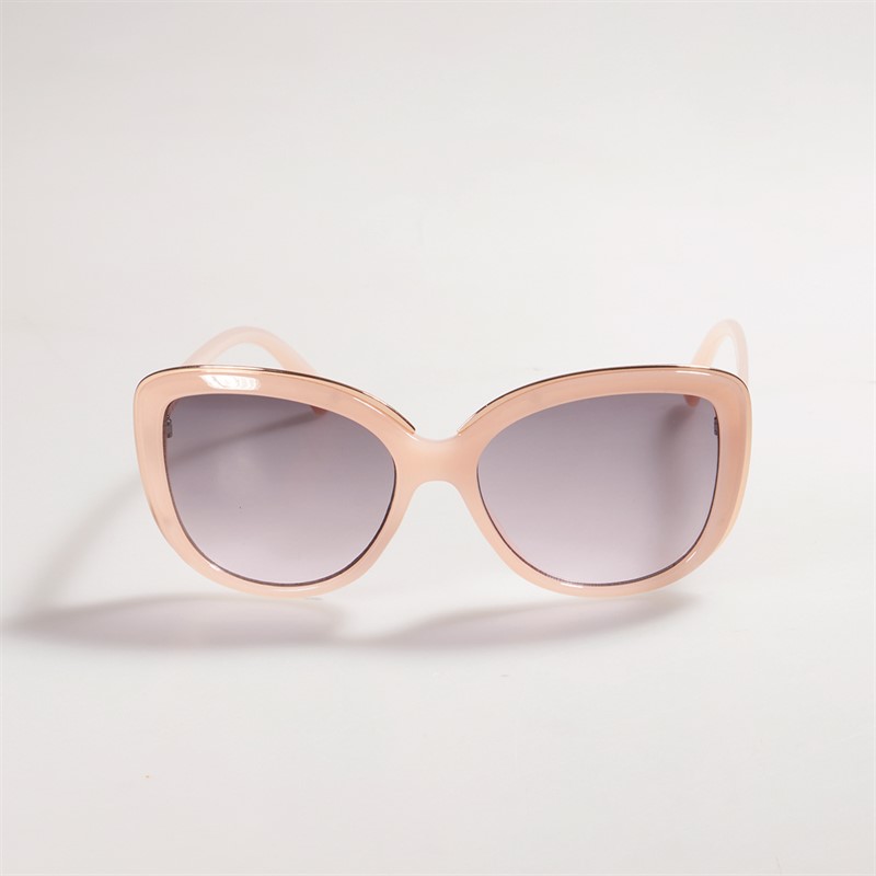 Sunsentials Womens Inlay Frame Sunglasses Shiny Milky Pink W/Shiny Rose Gold Inlay