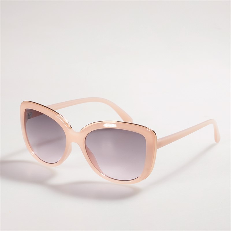 Sunsentials Womens Inlay Frame Sunglasses Shiny Milky Pink W/Shiny Rose Gold Inlay