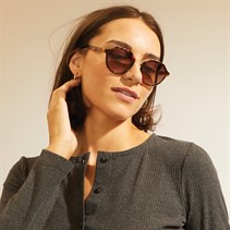 Sunsentials Womens Hexagonal Lens Sunglasses Shiny Classic Tort