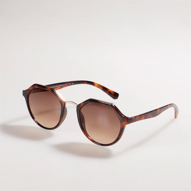 Sunsentials Womens Hexagonal Lens Sunglasses Shiny Classic Tort