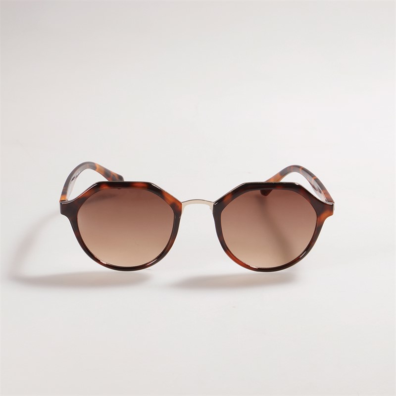 Sunsentials Womens Hexagonal Lens Sunglasses Shiny Classic Tort