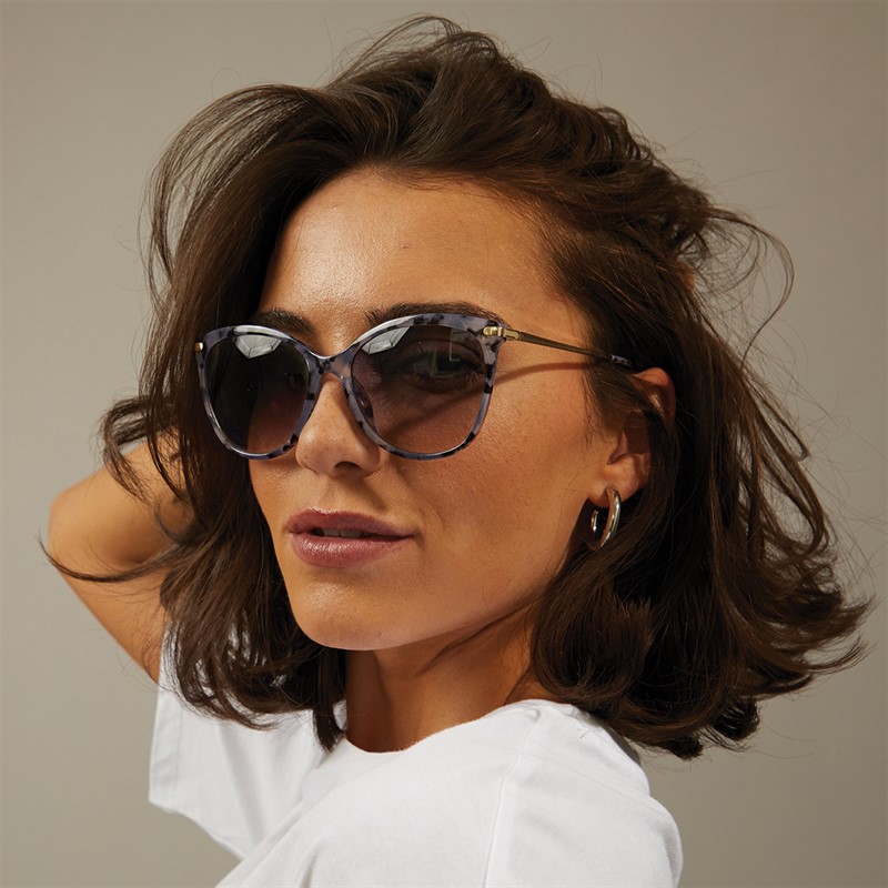 Sunsentials Womens Rounded Square Sunglasses Grey Marble And Gold