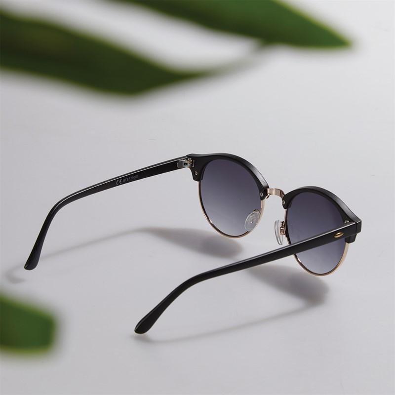 Sunsentials Womens Round Sunglasses Black And Gold