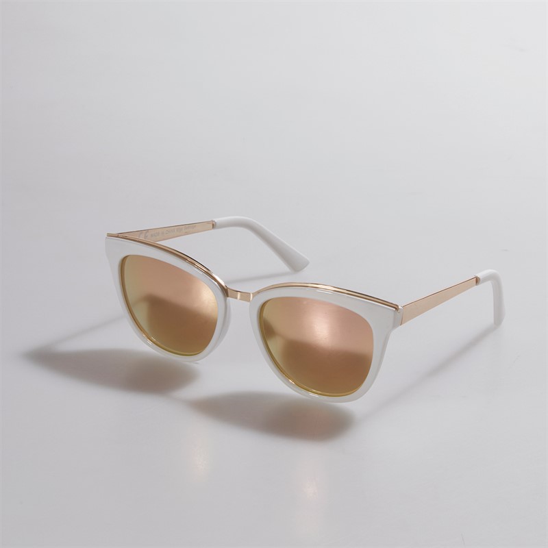 Sunsentials Womens Halle Cat Eye Sunglasses Shiny White