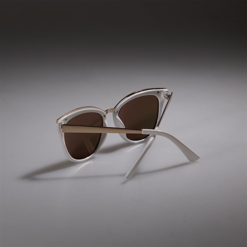 Sunsentials Womens Halle Cat Eye Sunglasses Shiny White