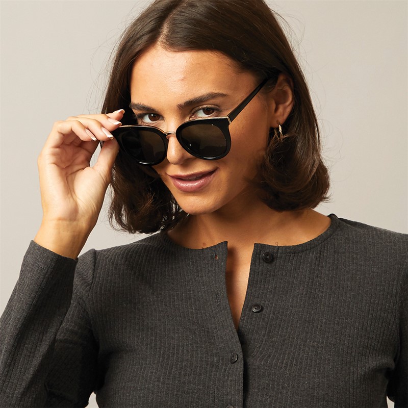 Sunsentials Womens Round Sunglasses Black