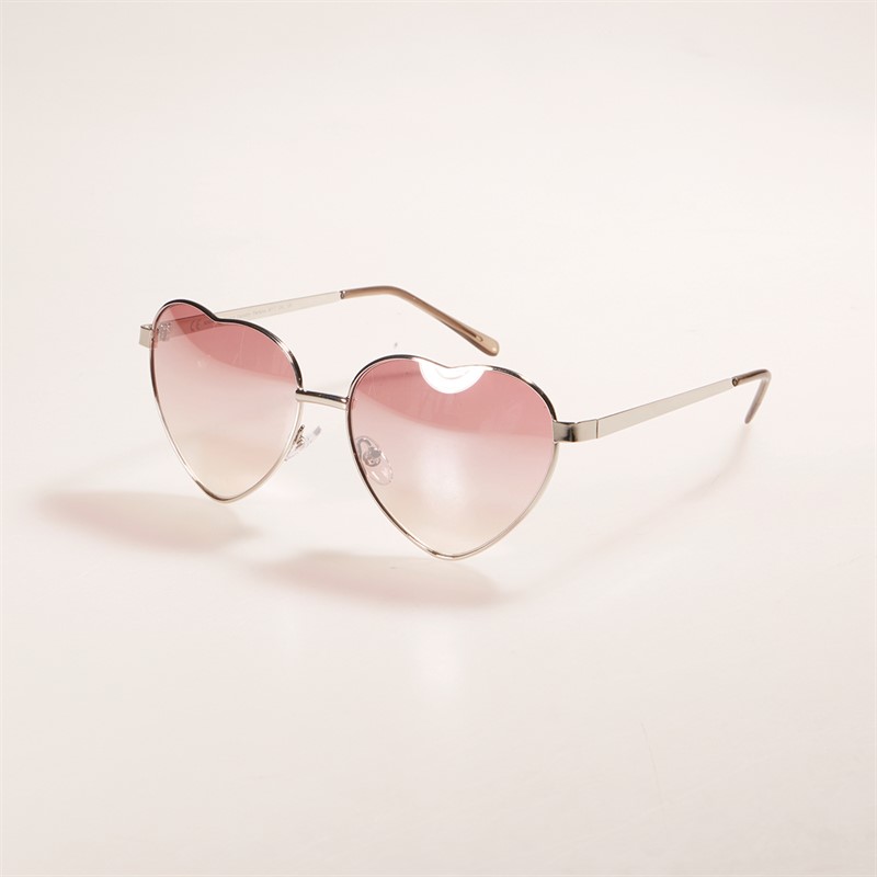 Sunsentials Womens Heart Shape Sunglasses Shiny Silver