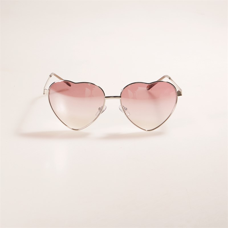 Sunsentials Womens Heart Shape Sunglasses Shiny Silver