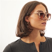 Sunsentials Womens Wire Cateye Sunglasses Mottled Milky Tort With Rose Gold Metal Arms