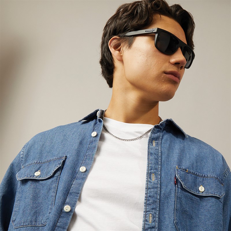 Sunsentials Mens Rectangle Sunglasses Black