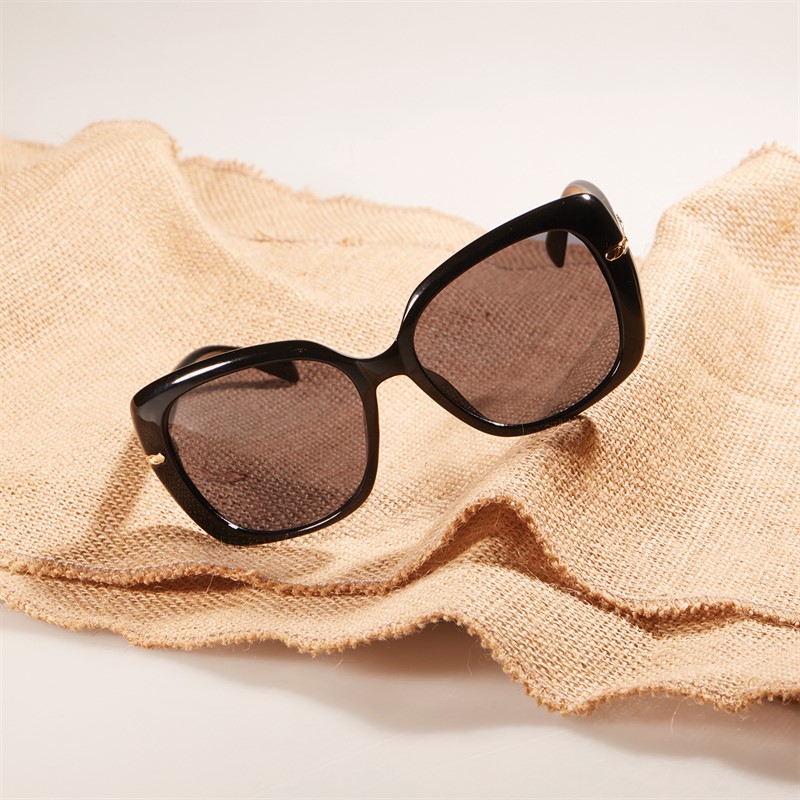 Sunsentials Womens Oversized Sunglasses Shiny Black