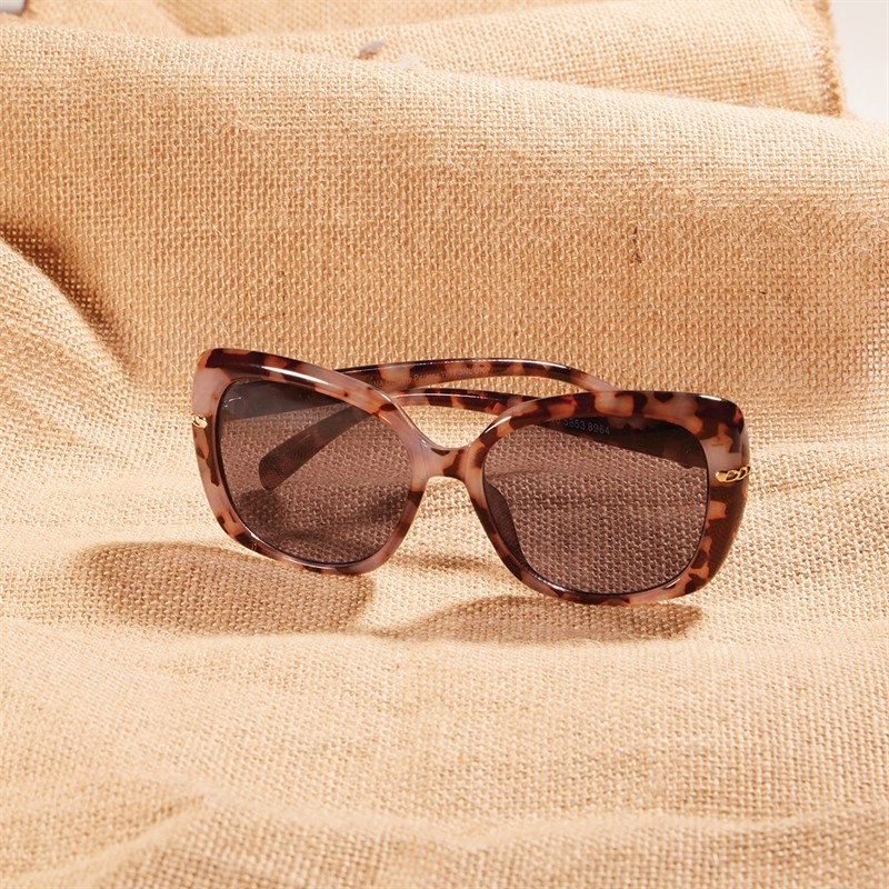 Sunsentials Womens Tort Rope Oversized Sunglasses Shiny Grey Tort