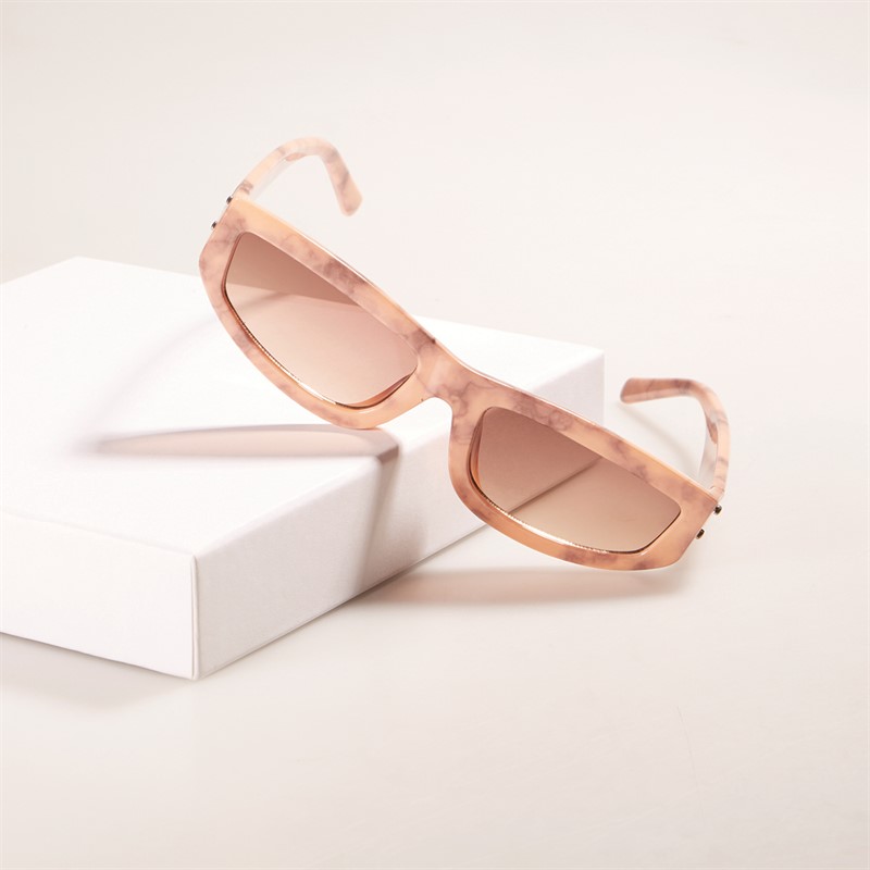 Sunsentials Womens Flat Top Palma Sunglasses Cream Brown Marble