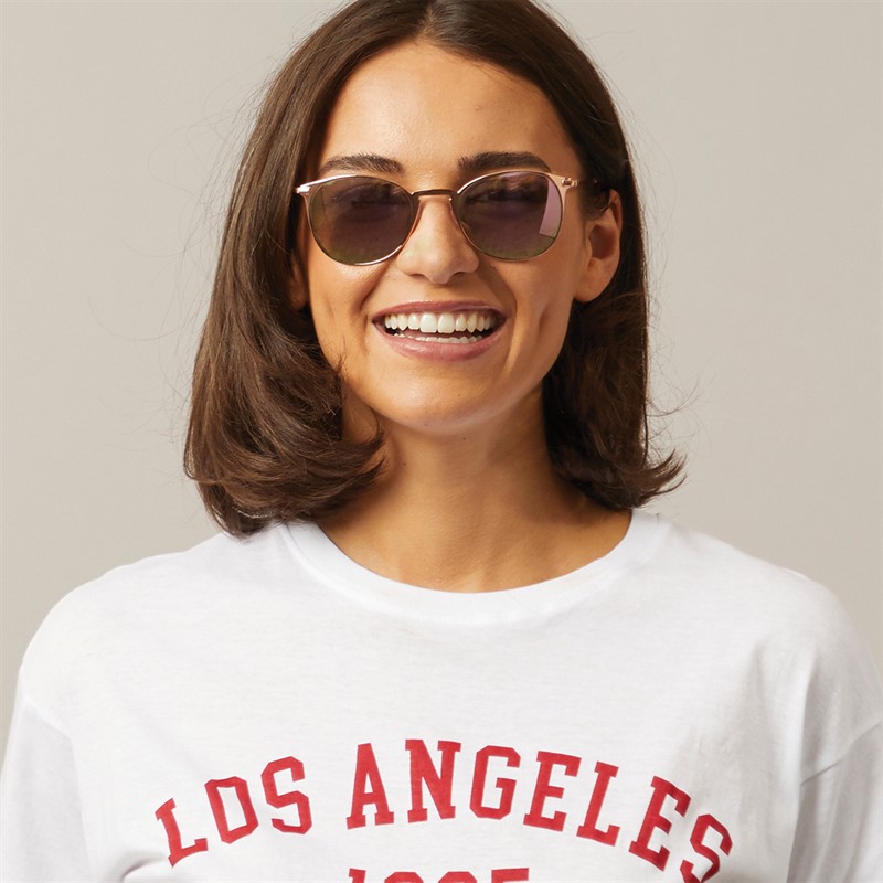 Sunsentials Womens Metal Round Sunglasses Shiny Rose Gold