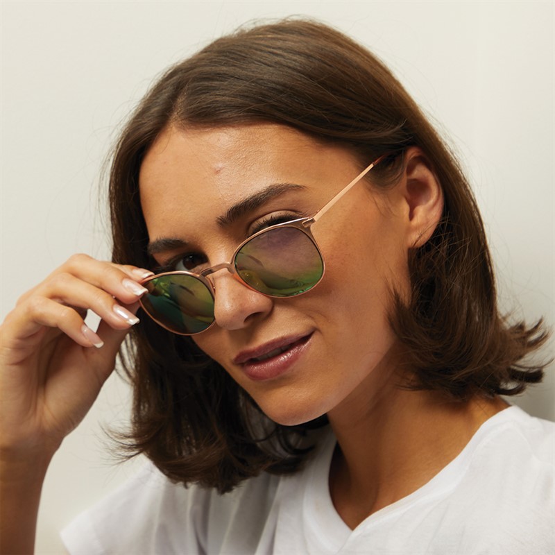 Sunsentials Womens Metal Round Sunglasses Shiny Rose Gold