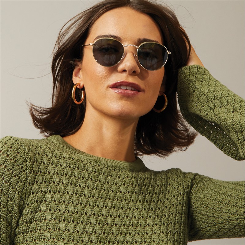 Sunsentials Womens Metro Rounds Sunglasses Gold