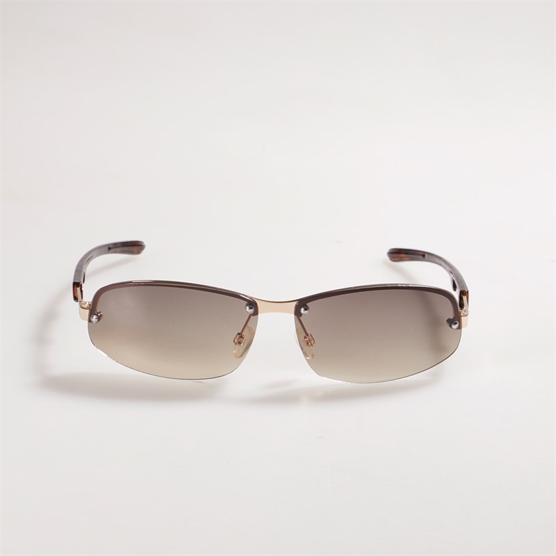 Sunsentials Mens Laminated Metal Wrap Sunglasses Gold/Tort