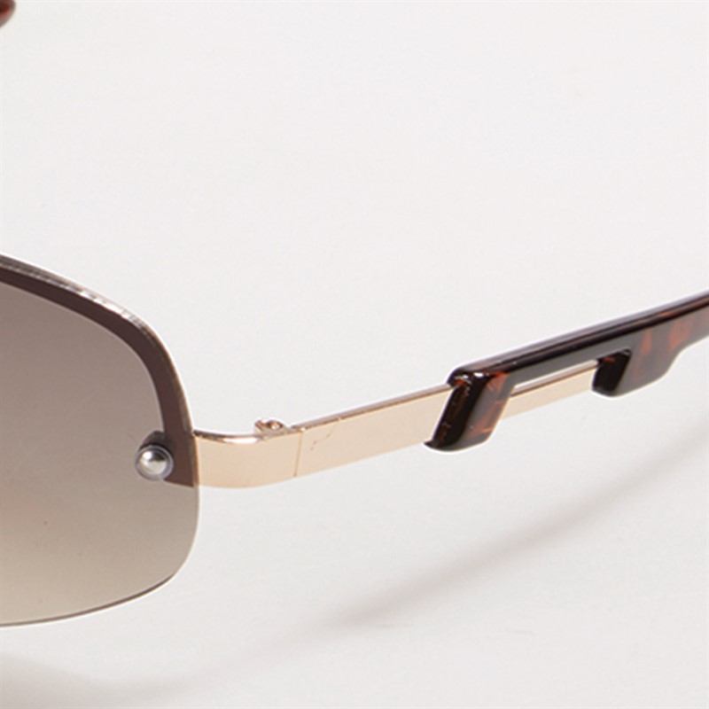 Sunsentials Mens Laminated Metal Wrap Sunglasses Gold/Tort