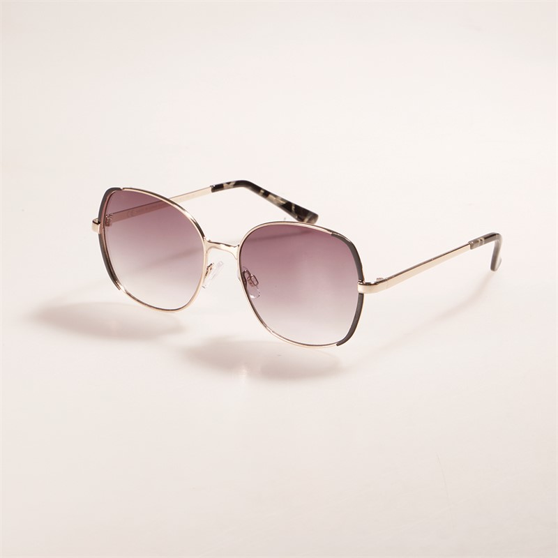 Sunsentials Womens Square Lens Sunglasses Shiny Light Gold W/Black Enamel - Size OS