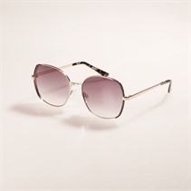 Sunsentials Womens Square Lense Sunglasses Shiny Light Gold W/Black Enamel