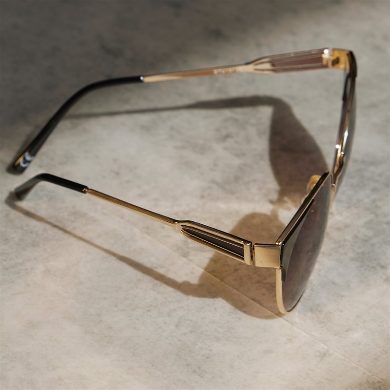 Sunsentials Womens Round Sunglasses Gold