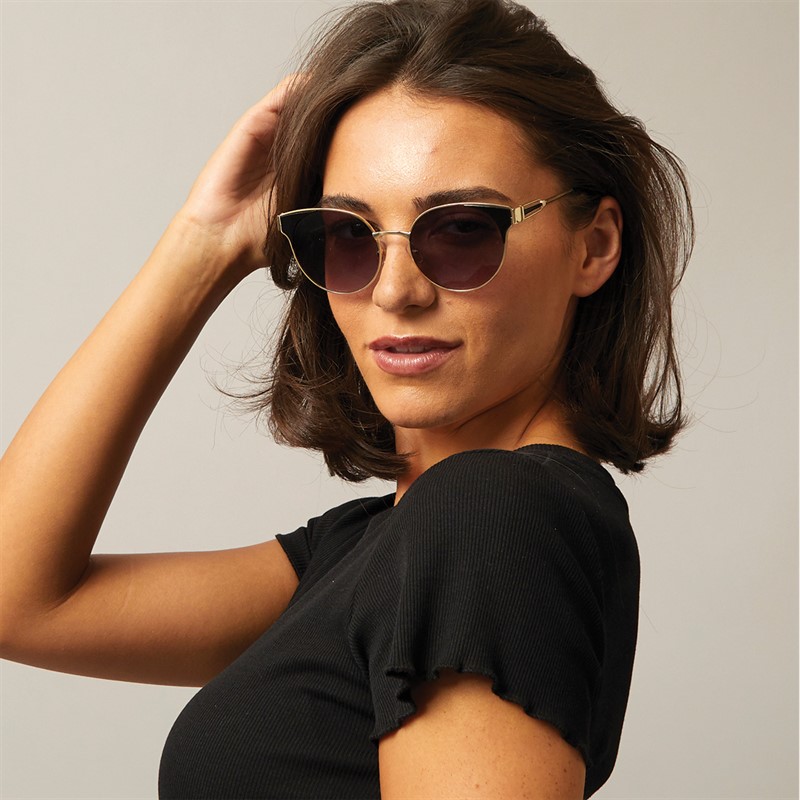 Sunsentials Womens Round Sunglasses Gold