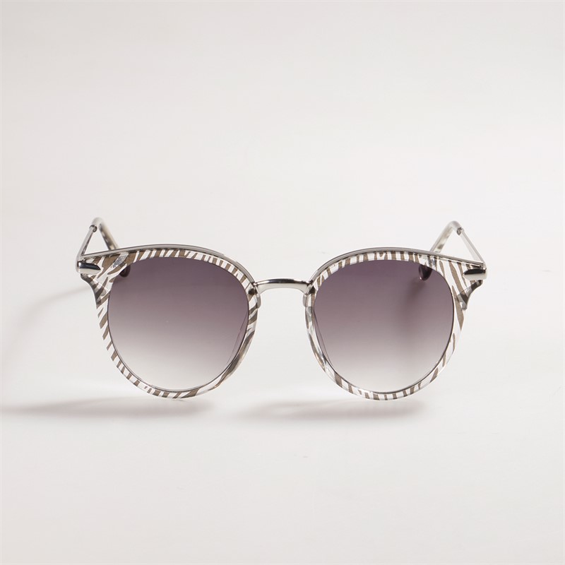 Sunsentials Womens Metal Sunglasses Zebra Effect With Shiny Silver Arms