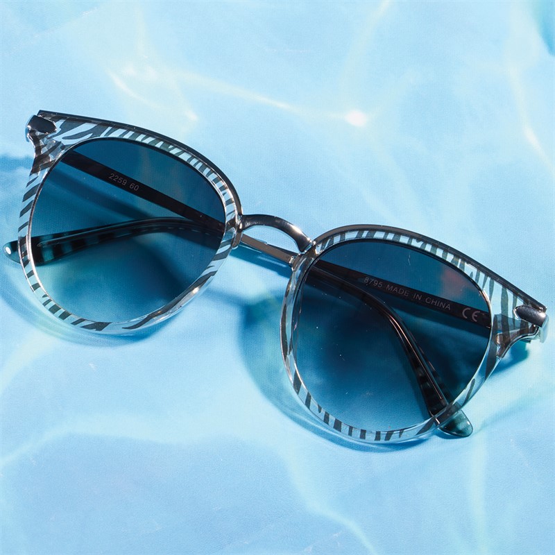 Sunsentials Womens Metal Sunglasses Zebra Effect With Shiny Silver Arms