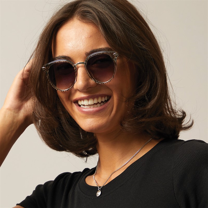 Sunsentials Womens Metal Sunglasses Zebra Effect With Shiny Silver Arms