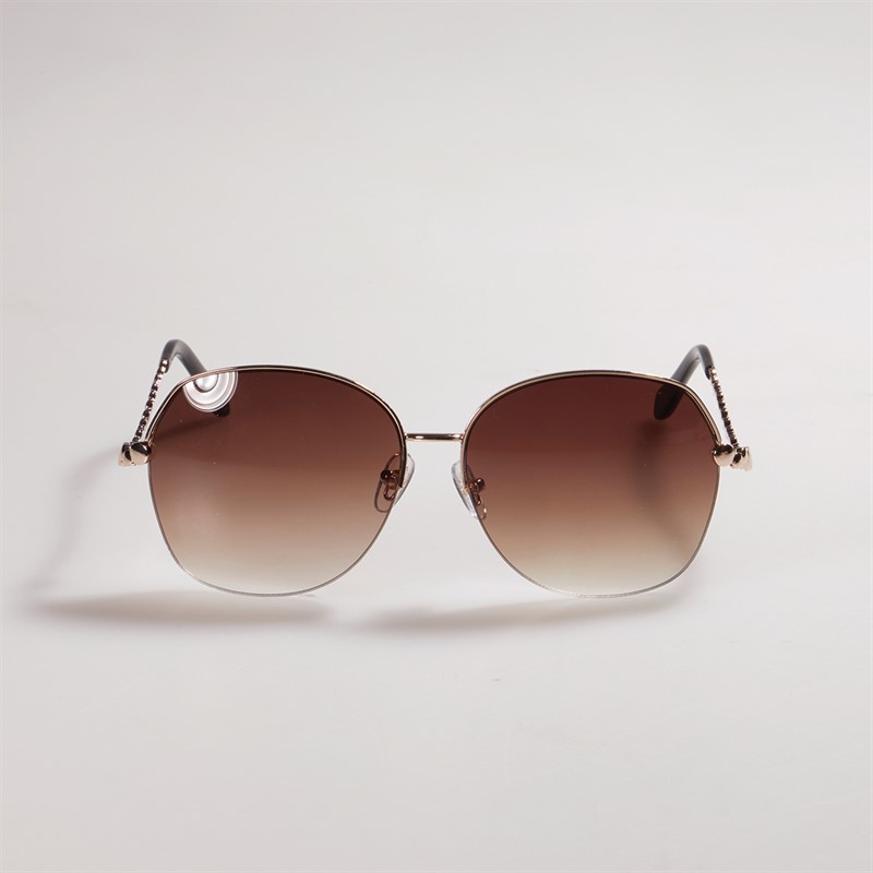 Sunsentials Womens Metal Round Sunglasses Gold