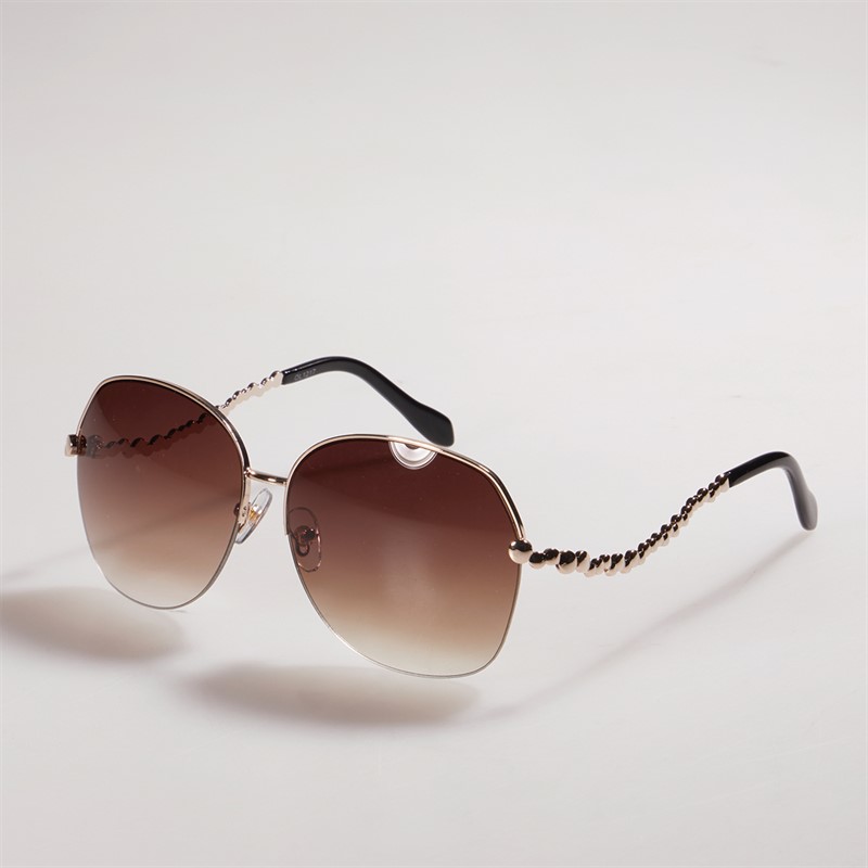 Sunsentials Womens Metal Round Sunglasses Gold