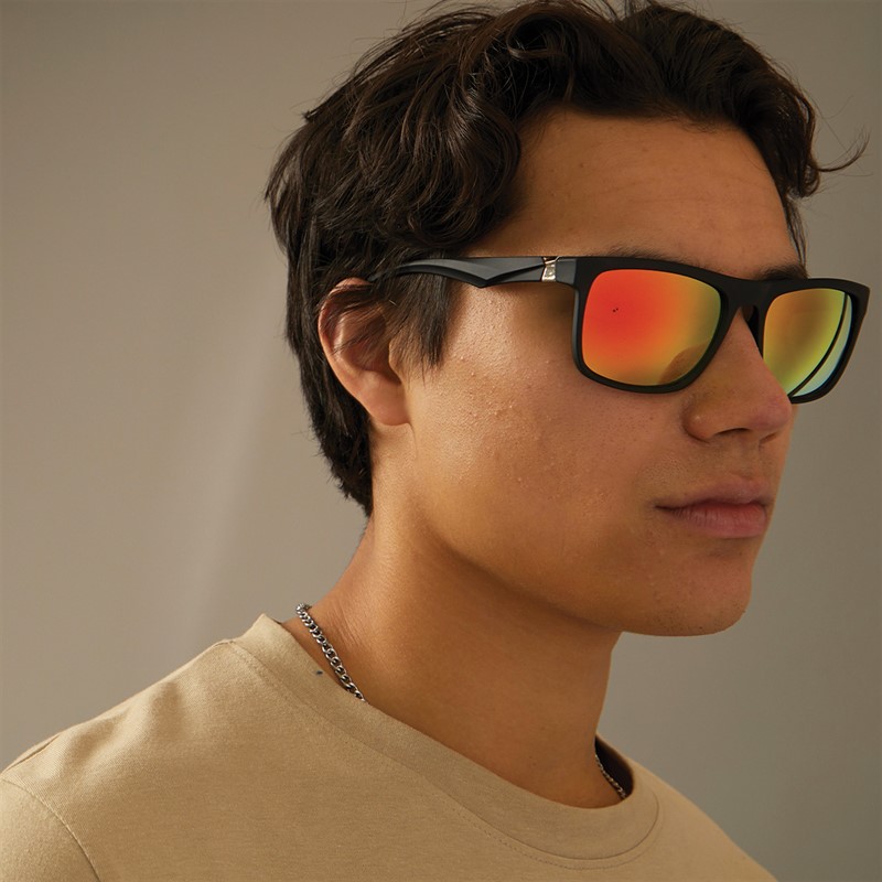 Sunsentials Mens Square Sunglasses Matte Black/Silver