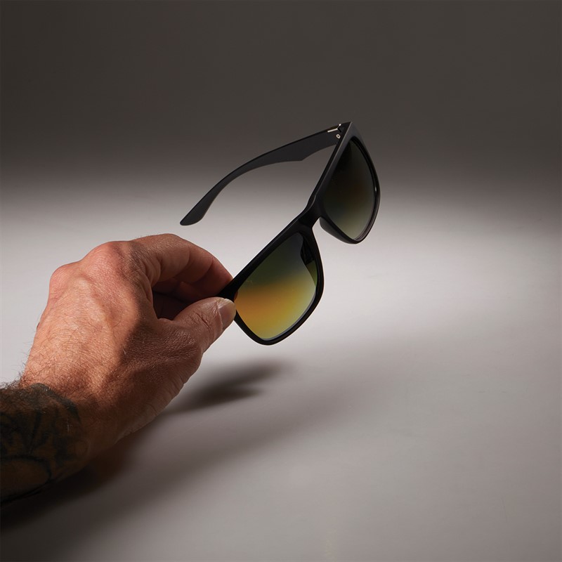 Sunsentials Mens Square Sunglasses Matte Black/Silver