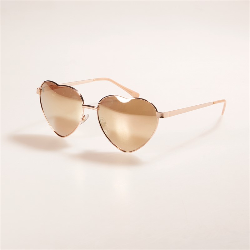 Sunsentials Womens Heart Shape Sunglasses Shiny Rose Gold - Size OS