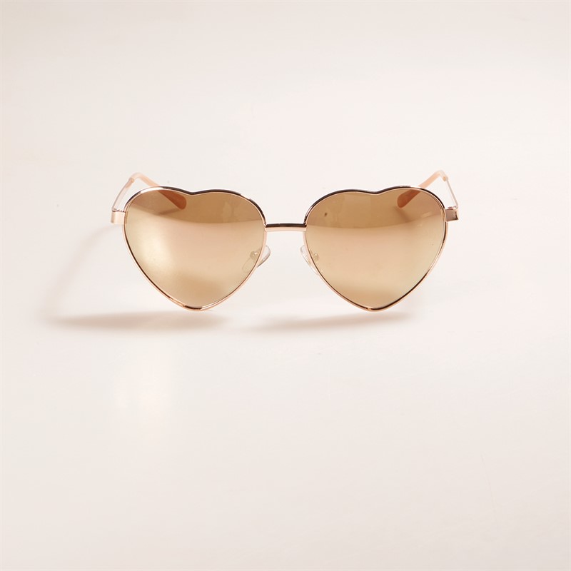 Sunsentials Womens Heart Shape Sunglasses Shiny Rose Gold