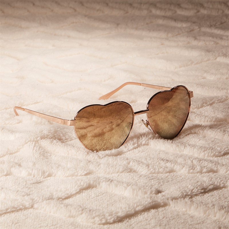 Sunsentials Womens Heart Shape Sunglasses Shiny Rose Gold