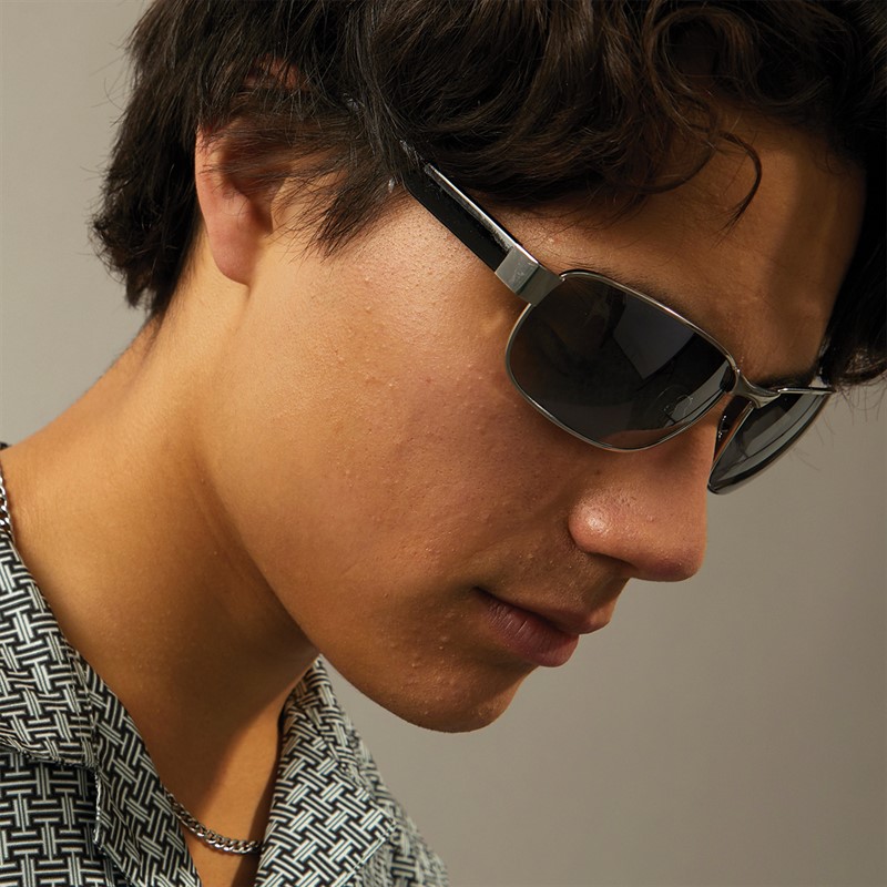 Sunsentials Mens Rectangle Sunglasses Silver