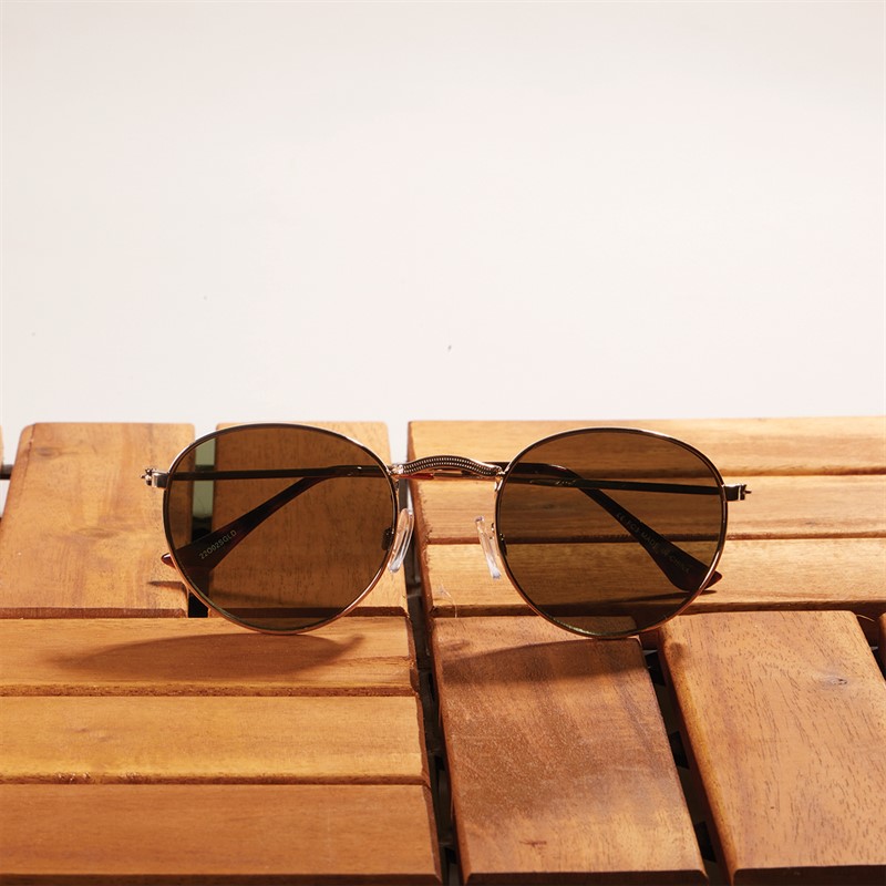 Sunsentials Womens Metro Rounds Sunglasses Gold