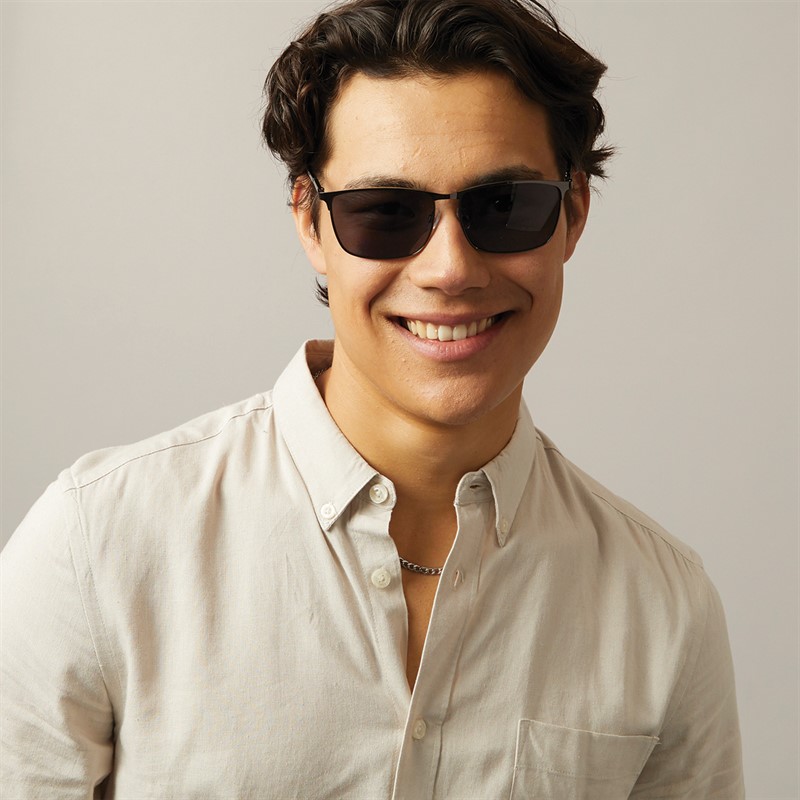 Sunsentials Mens Rounded Square Sunglasses Black