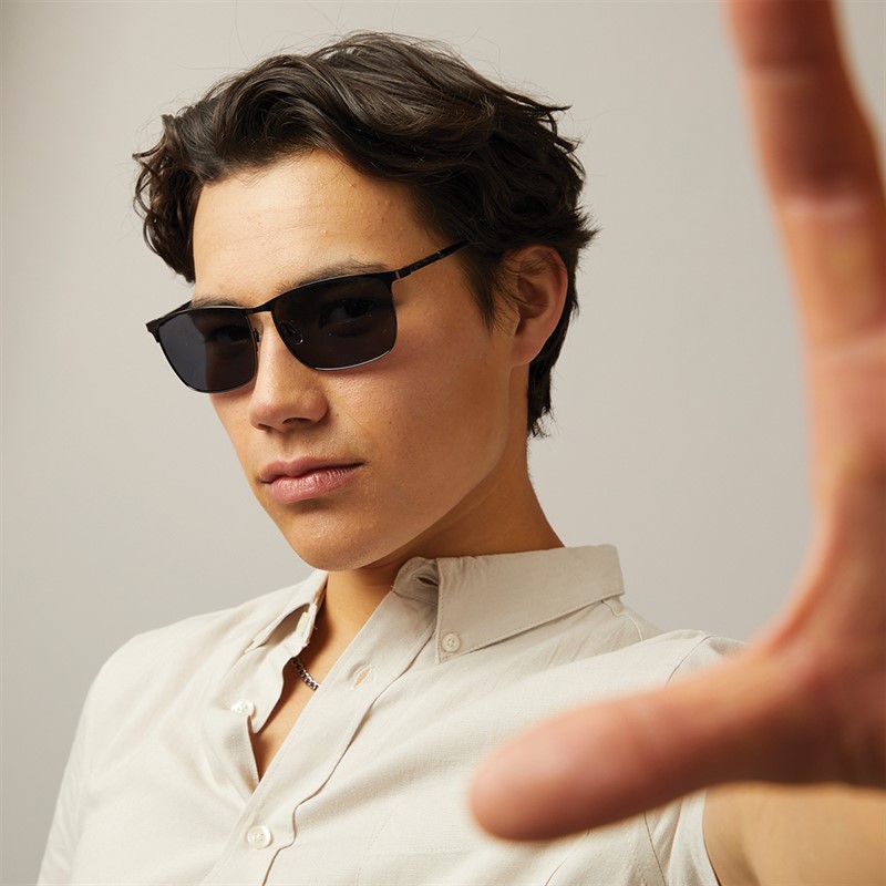 Sunsentials Mens Rounded Square Sunglasses Black