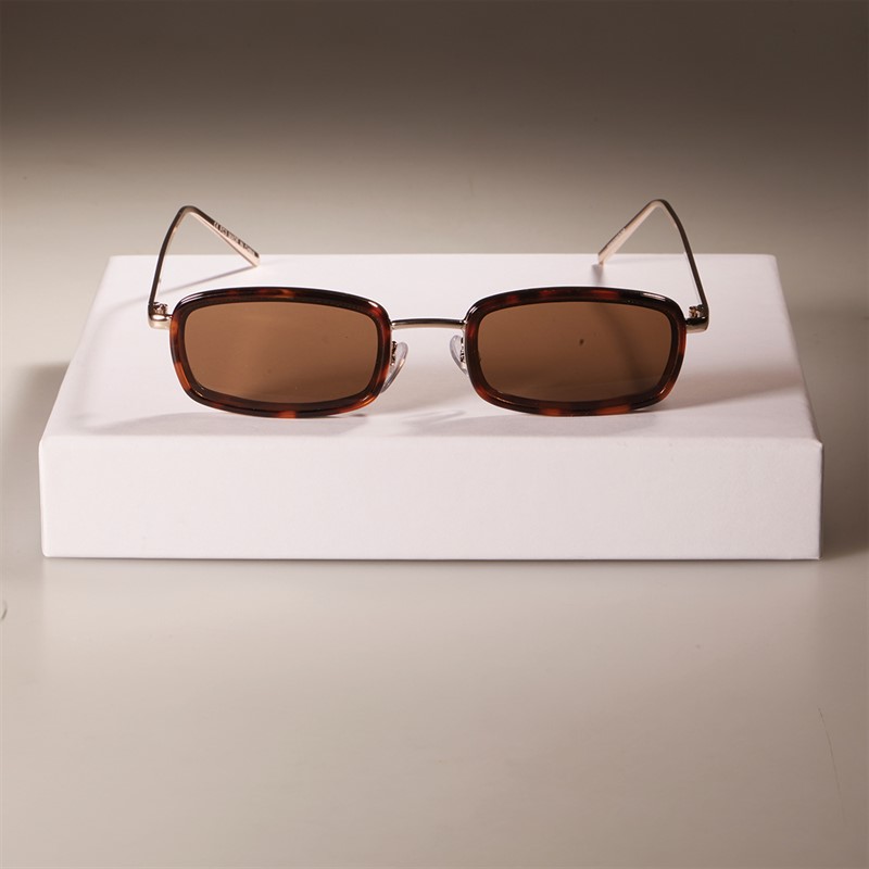 Sunsentials Womens Realm Rectangle Sunglasses Tortoise Shell With Shiny Gold Arms