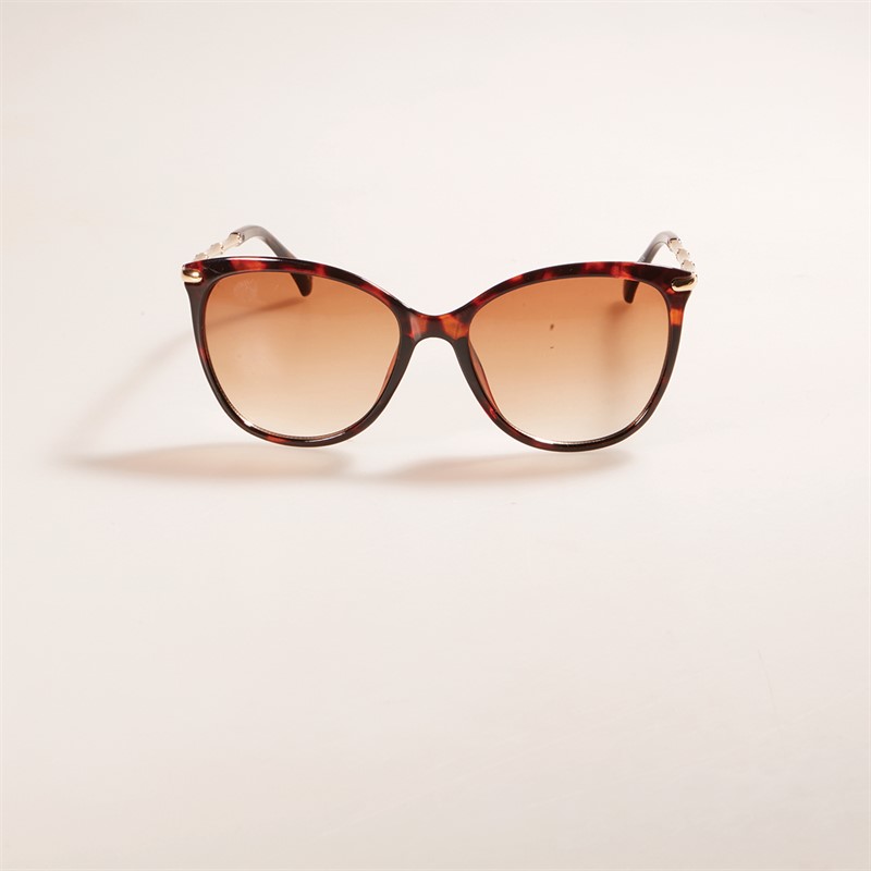 Sunsentials Womens Bamboo Metal Temple Sunglasses Shiny Tort With Shiny Gold Arms