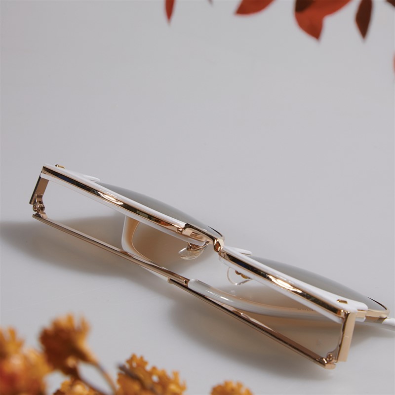 Sunsentials Womens Metal Round Sunglasses Cream