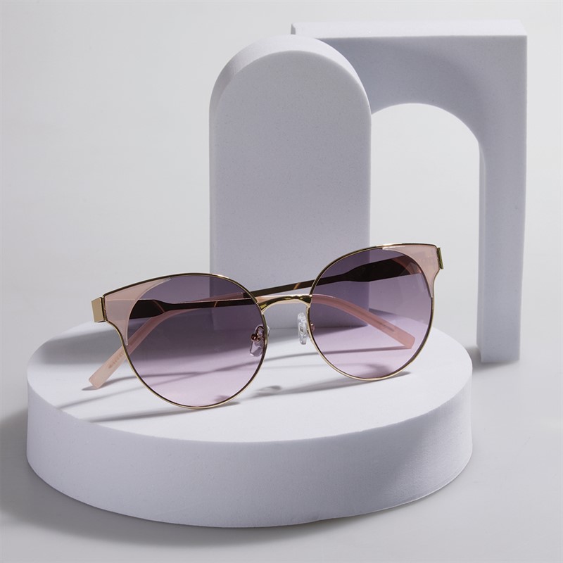 Sunsentials Womens Round Cat Sunglasses Leopard/Gold