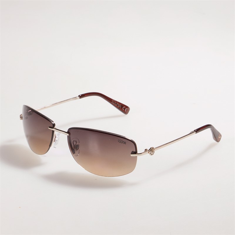 Suuna Womens Diamante Disk Sunglasses Gold/Diamante