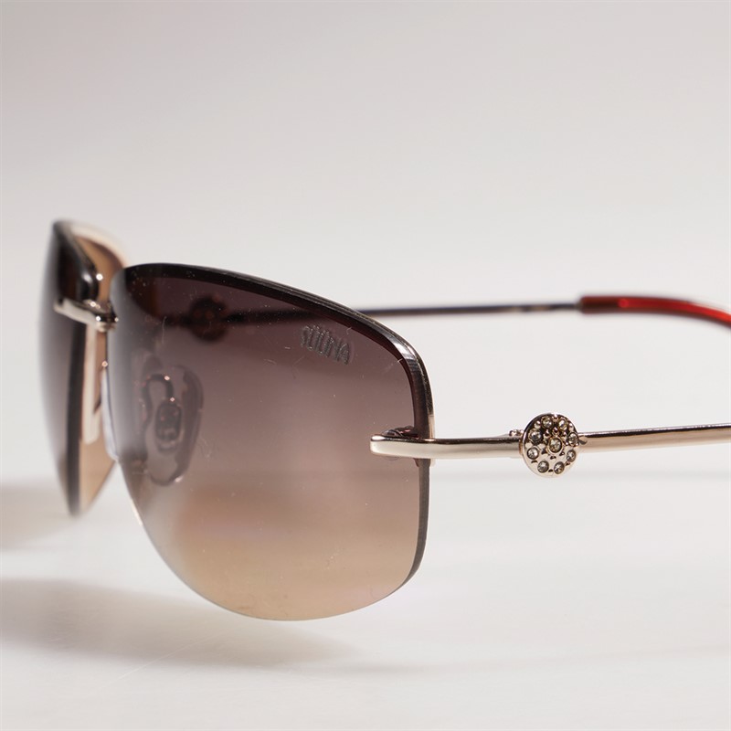 Suuna Womens Diamante Disk Sunglasses Gold/Diamante